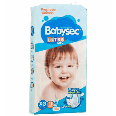 Pañal Babysec Ultrasec talla XG pack x48unds