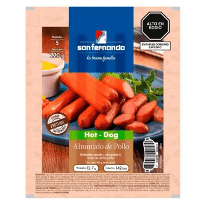 Hot dog ahumado de pollo Nadal San Fernando x 220gr