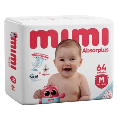 Pañal Mimi Absorplus talla M pack x64unds