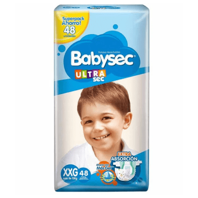 Pañal Babysec Ultrasec talla XXG pack x48unds