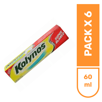 Pasta dental Kolynos Super Blanco x60ml pqt x6