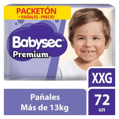 Pañal Babysec Premium talla XXG pack x72unds