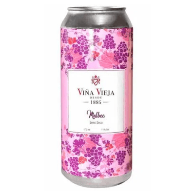 Vino Malbec semi seco Viña Vieja lata x473ml